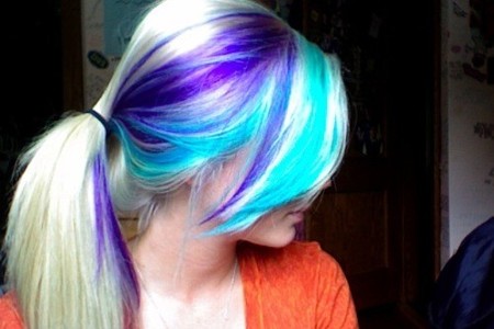 Blonde Hair with Blue & Purple Extensions